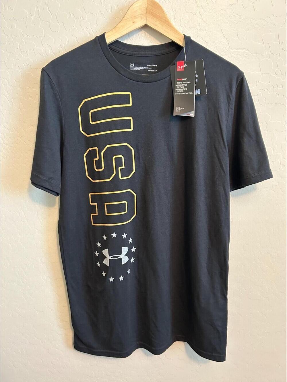 Umbro Mens Small USA T Shirt Black Gold